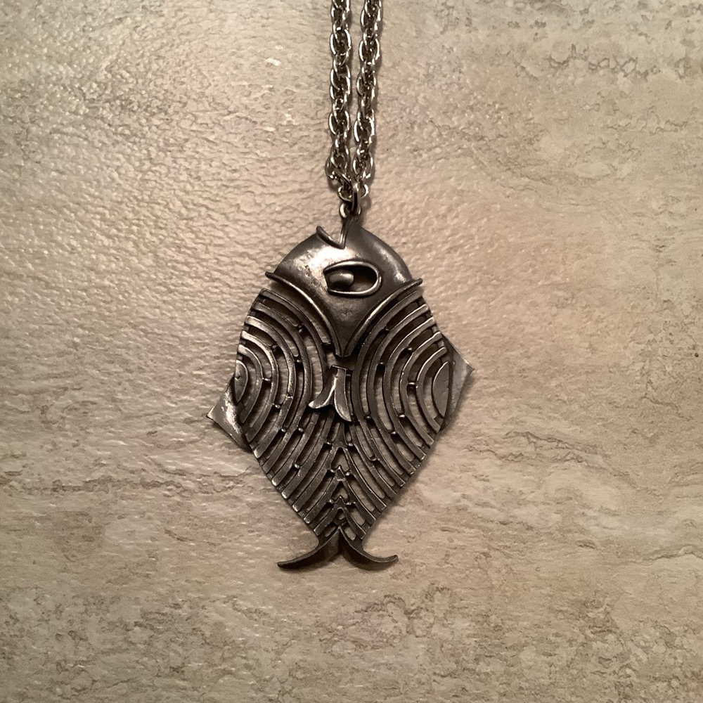 New Vintage Fish giant pendant statement necklace